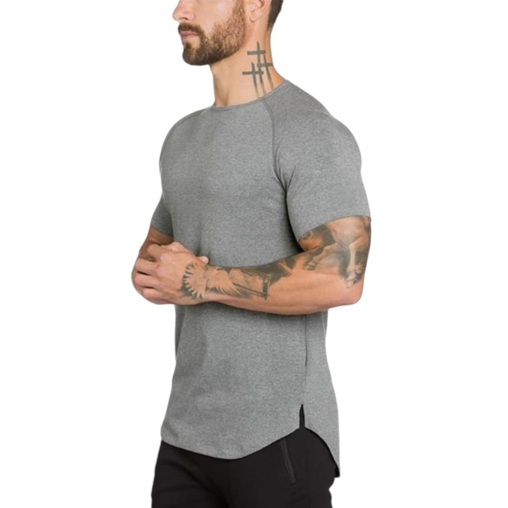 TEZO Mens Gym Workout Slim Fit Short Sleeve T-Shirt Sz L